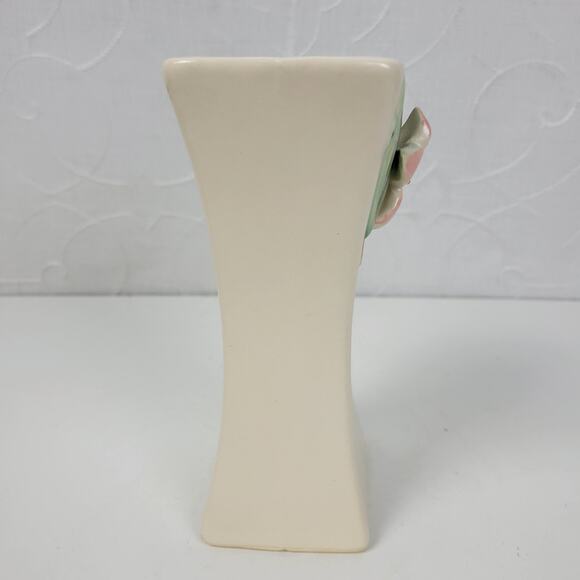Vintage McCoy Pottery Blossom Time Flower Vase 6.5" Cream Pink 3D Art - Picture 3 of 16